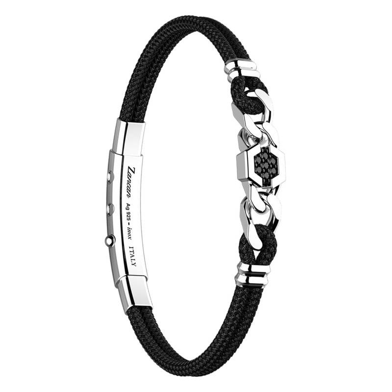 925 Sterling Silver & Black Spinel Cosmopolitan Bracelet, 19 cm to 21 cm - ESB138 - Zancan