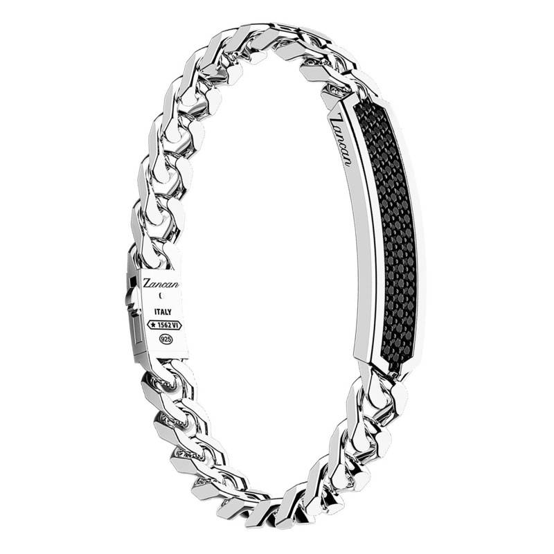 925 Silver & Black Spinel Cosmopolitan Bracelet, Length 19 cm to 21 cm - ESB136 - Zancan