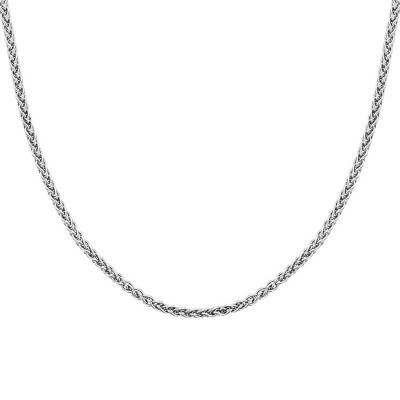Chaîne Spiga Massive, Or Blanc 750, Longueur 55 cm, Largeur 1,00 mm et 1,40 mm - Manillon