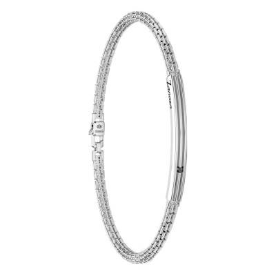 925 Sterling Silver & Black Spinel Insignia Bracelet, 21 cm - ESB152 - Zancan