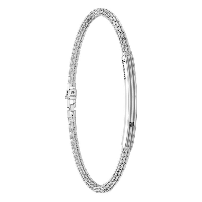 925 Sterling Silver & Black Spinel Insignia Bracelet, 21 cm - ESB152 - Zancan