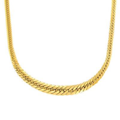 Collier en chute Maille Anglaise, Or Jaune 750, Longueur 42 cm, Largeur de 5 à 7,50 mm - Manillon