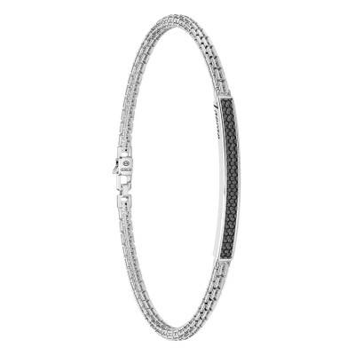 925 Silver & Black Spinel Insignia Bracelet, Length 21 cm - ESB153 - Zancan