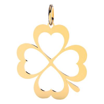 375/1000 or 750/1000 Yellow Gold Heart Clover Pendant - Lucas Lucor