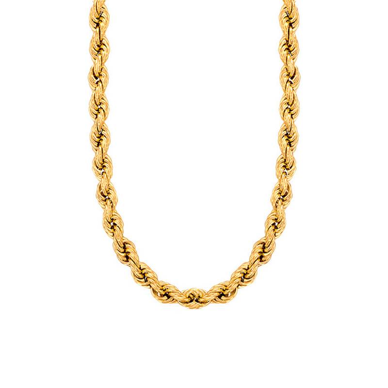 750/1000 Yellow Gold Twisted Rope Chain, 55 cm Length, Width from 1.10 mm to 2.30 mm - Manillon