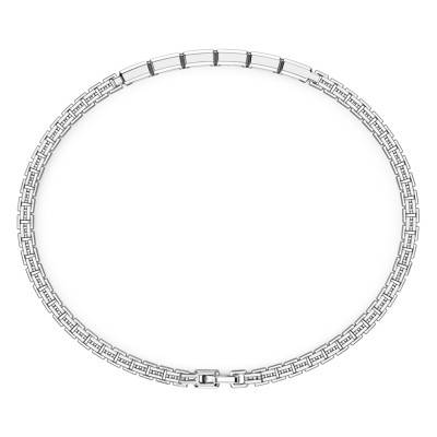 925 Sterling Silver & Black Spinels Insignia Bracelet, 21 cm - ESB155 - Zancan