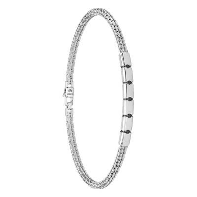 925 Sterling Silver & Black Spinels Insignia Bracelet, 21 cm - ESB155 - Zancan