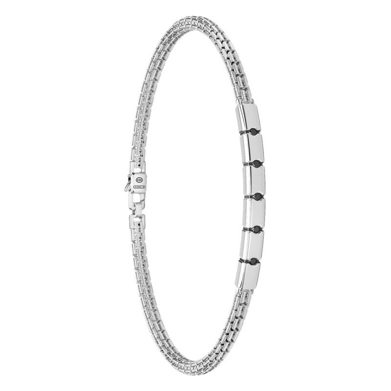 925 Sterling Silver & Black Spinels Insignia Bracelet, 21 cm - ESB155 - Zancan