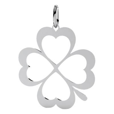 375/1000 or 750/1000 White Gold Heart Clover Pendant - Lucas Lucor