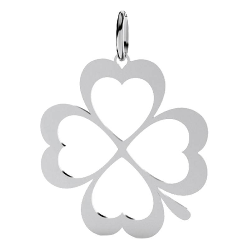 375/1000 or 750/1000 White Gold Heart Clover Pendant - Lucas Lucor