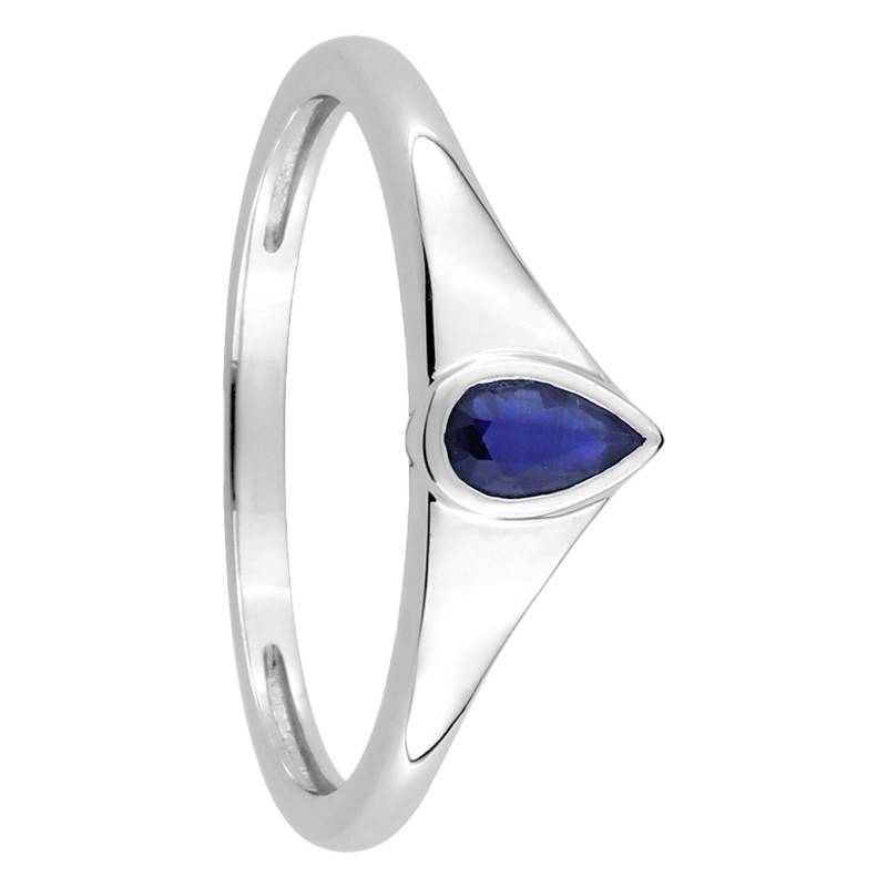 375/1000 White Gold Polished Pear Sapphire Solitaire Ring - Aurora