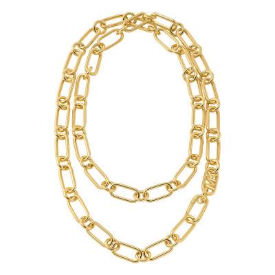 Yellow Gold-Plated MK Statement Link Double Chain Necklace, 90 cm - Michael Kors