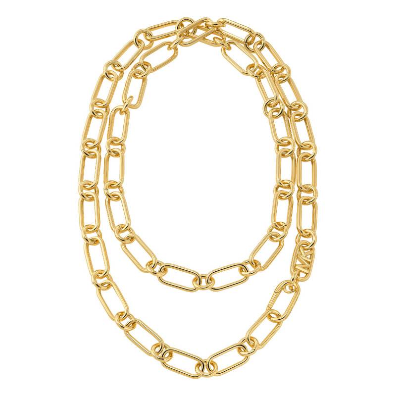 Yellow Gold-Plated MK Statement Link Double Chain Necklace, 90 cm - Michael Kors
