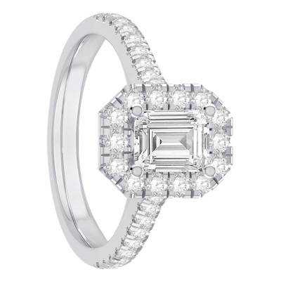 Solitaire Accompagné Diamants 1,47 ct & Platine, Largeur 1,75 mm - Alliantine