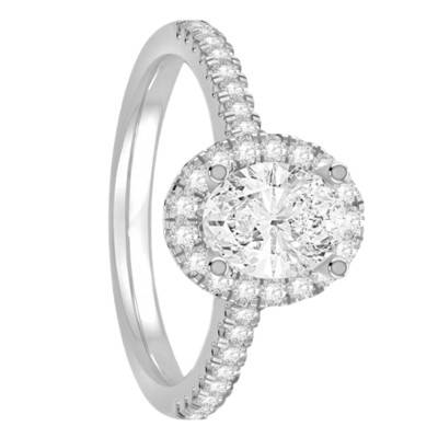 Solitaire Accompagné Diamants 1,35 ct & Platine, Largeur 1,75 mm - Alliantine