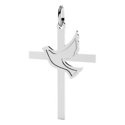 Pendentif Croix & Colombe en Or Blanc 375 ou 750 - Lucas Lucor