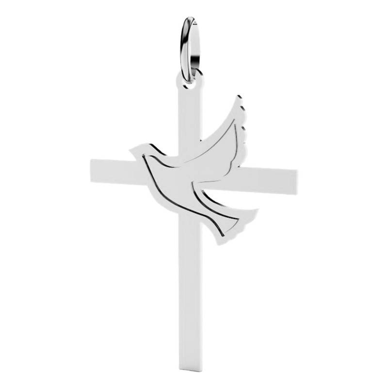 White Gold 375 or 750 Cross and Dove Pendant - Lucas Lucor