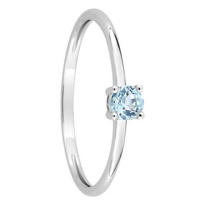 375/1000 White Gold 4-Prong Solitaire Topaz Ring - Aurora