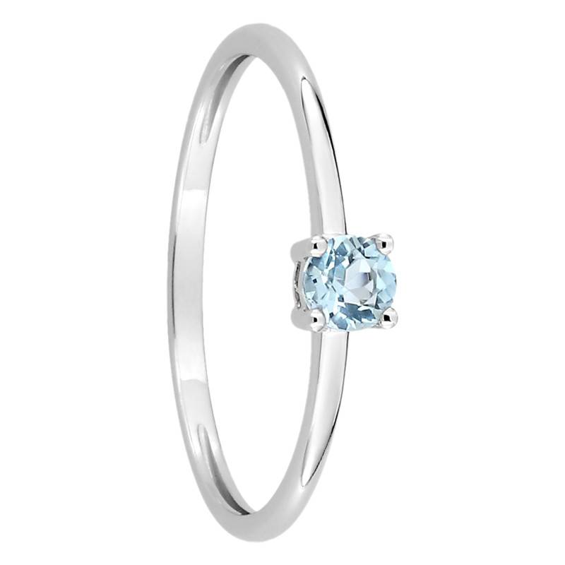 375/1000 White Gold 4-Prong Solitaire Topaz Ring - Aurora