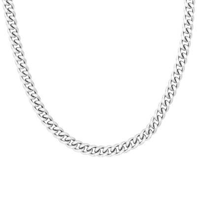 375 White Gold Curb Chain Necklace, Length 40 cm, Width 1 mm to 1.80 mm - Manillon