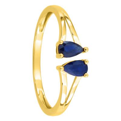Bague Ouverte Or Jaune 375, Saphirs - Aurora