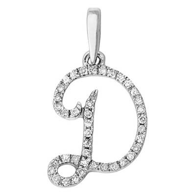 Pendentif lettre D or blanc & diamants - Allegoria