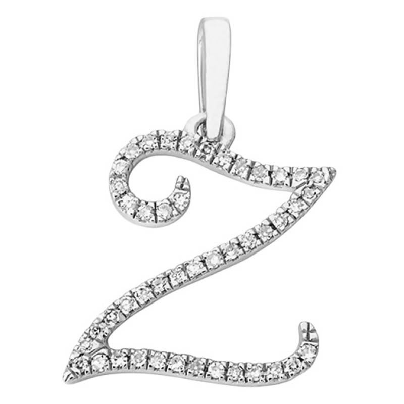 750/1000 White Gold & Diamond Letter Z Pendant - Allegoria