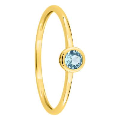 375/1000 Yellow Gold Blue Topaz Bezel Solitaire Ring - Aurora