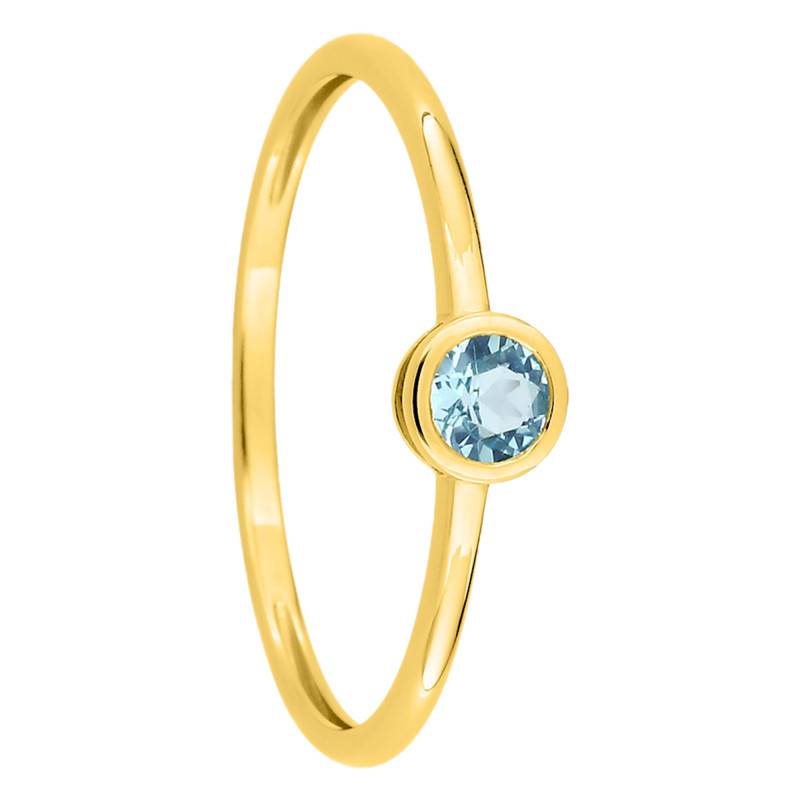 375/1000 Yellow Gold Blue Topaz Bezel Solitaire Ring - Aurora