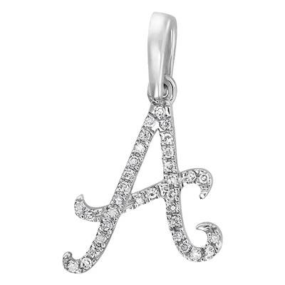 750 White Gold & Diamonds Letter A Pendant - Allegoria