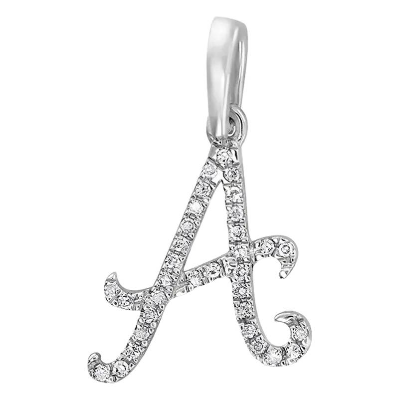 750 White Gold & Diamonds Letter A Pendant - Allegoria