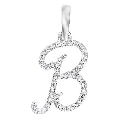 Pendentif lettre B or blanc & diamants - Allegoria
