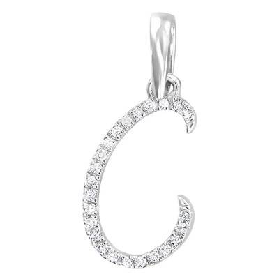 Letter C White Gold & Diamond Pendant - Allegoria