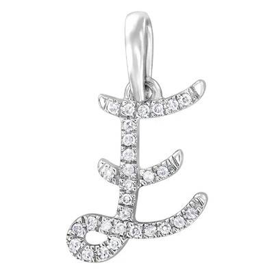750/1000 White Gold & Diamond Letter E Pendant - Allegoria
