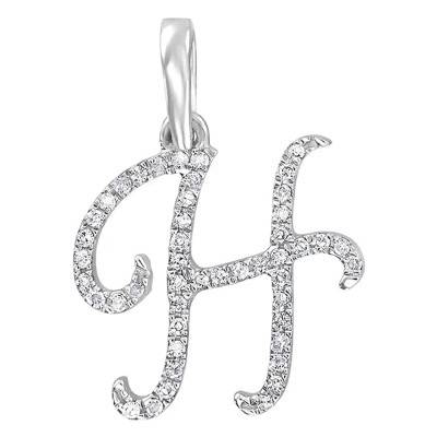 Pendentif lettre H Or Blanc 750 & diamants - Allegoria