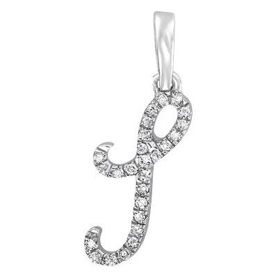 Pendentif lettre I Or Blanc 750 & diamants - Allegoria