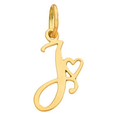Pendentif Lettre J & Coeur en Or Jaune 750 - Bambins