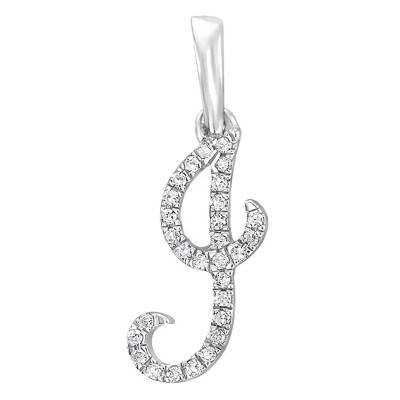 18K White Gold & Diamond Letter J Pendant - Allegoria