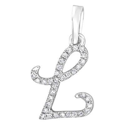 750 White Gold & Diamonds Letter L Pendant - Allegoria