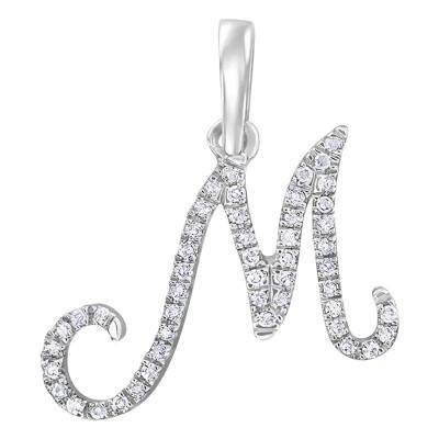 Allegoria 750 White Gold & Diamond Letter M Pendant - Allegoria