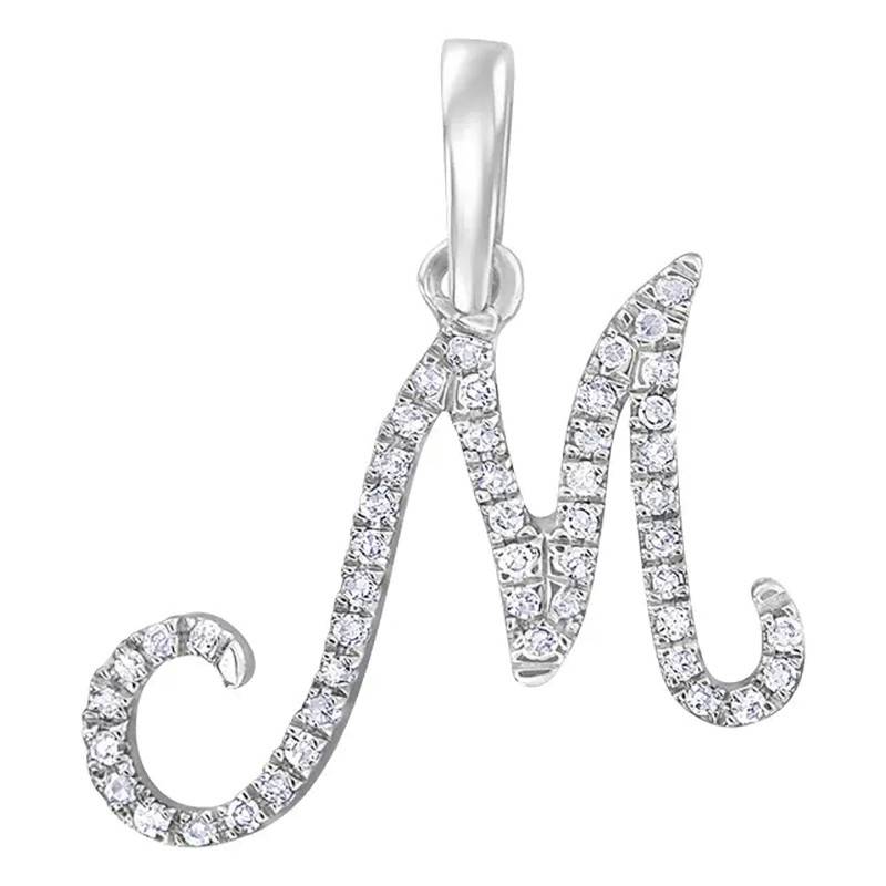 Allegoria 750 White Gold & Diamond Letter M Pendant - Allegoria