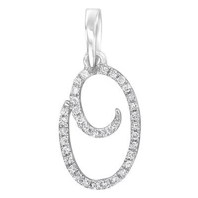 750/1000 White Gold & Diamond Letter O Pendant - Allegoria