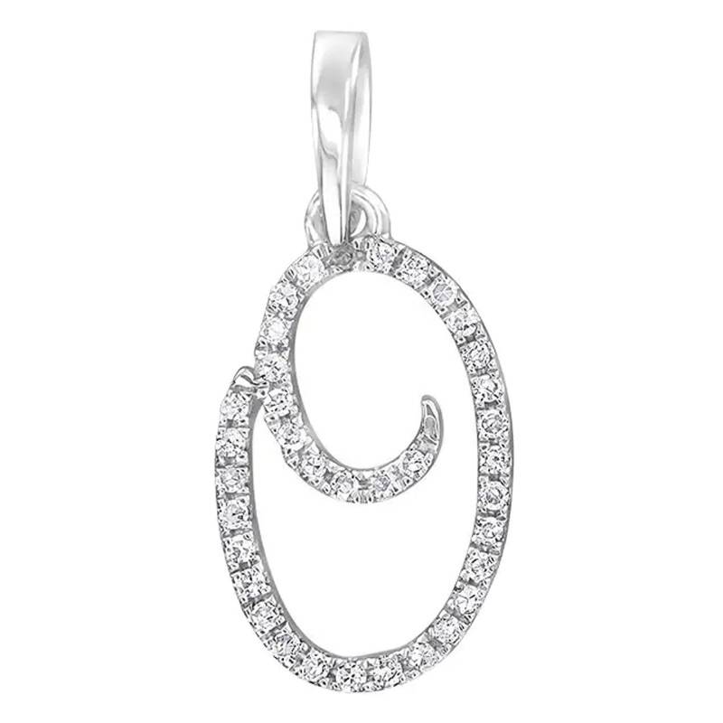 750/1000 White Gold & Diamond Letter O Pendant - Allegoria