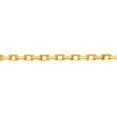 Chaîne forçat diamantée, plaqué or jaune, Longueur 42 cm, Largeur 1,20 mm à 1,85 mm - Manillon