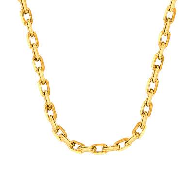 Chaîne forçat diamantée, plaqué or jaune, Longueur 42 cm, Largeur 1,20 mm à 1,85 mm - Manillon