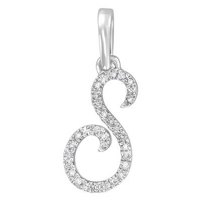 750/1000 White Gold & Diamond Letter S Pendant - Allegoria