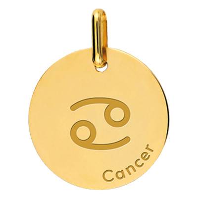 Yellow Gold Cancer Zodiac Medal 375 or 750, 16 mm Diameter - Lucas Lucor