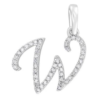 Pendentif lettre W Or Blanc 750 & diamants - Allegoria