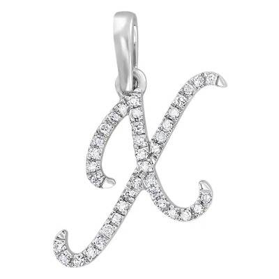 750/1000 White Gold & Diamond Letter X Pendant - Allegoria