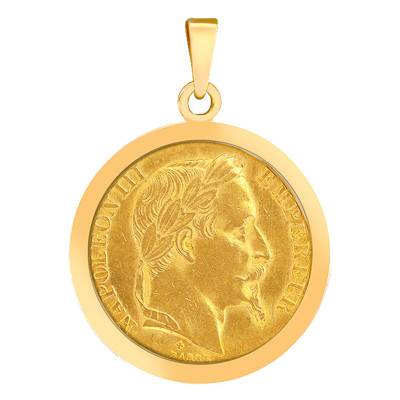 750/1000 Yellow Gold Napoleon III 20F Coin Pendant - Lucas Lucor